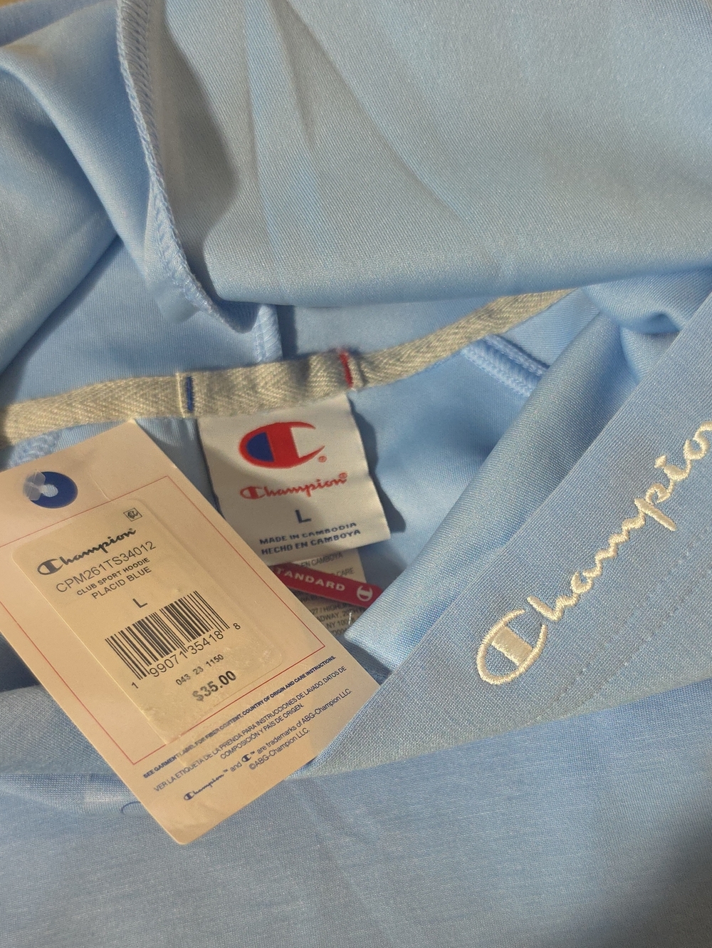 Champion Men's Club Sport Short Sleeve Hoodie, Placid Blue Size L - Picture 7 of 8